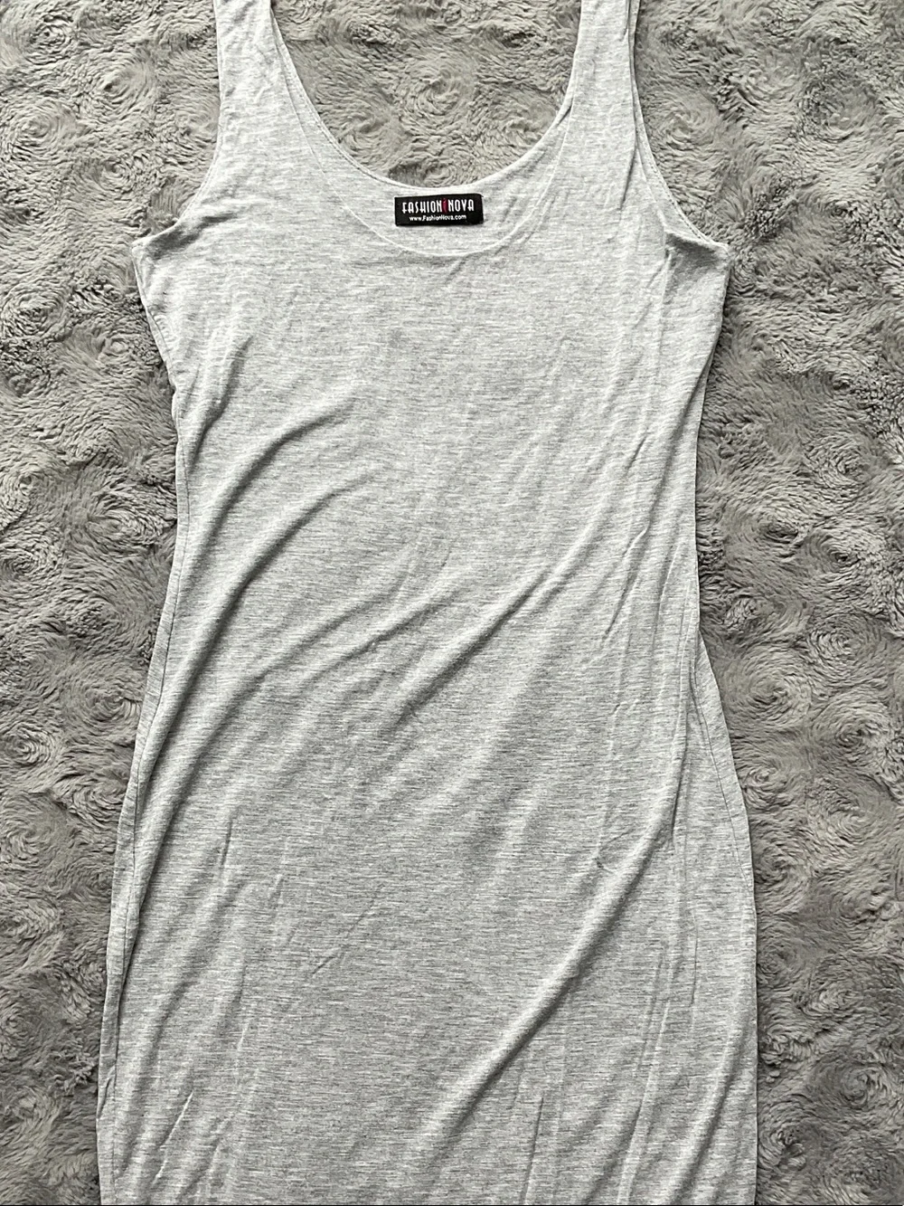 Basic Scoop Neck Bodycon Dress - Light Gray
